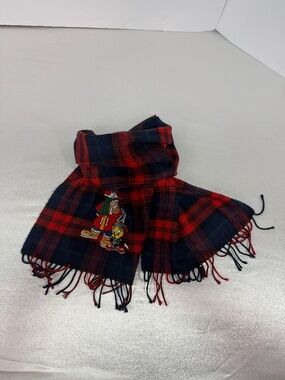 Looney Tunes Scarf Sylvester Tweety Plaid Vintage Acme Clothing Made in Japan